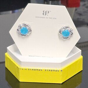 NWT Bomb Party Aqua Blue Quartz Earrings